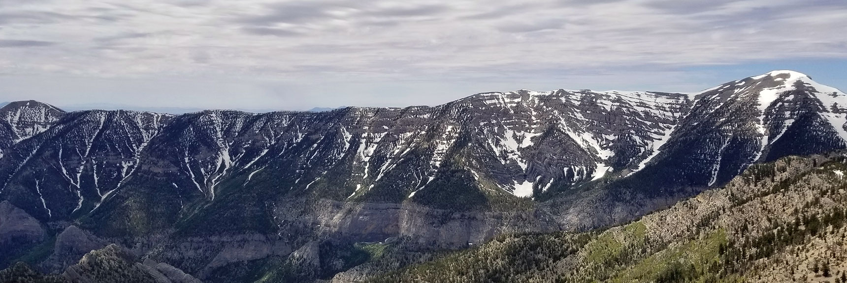 View of Griffith Peak to Mt Charleston Ridge from Mummy Mt. Summit