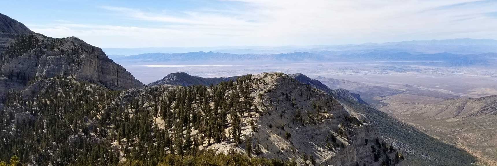 Pahrump and Telescope Peak Viewed from Lee Peak in Kyle Canyon, Spring Mountains, Nevada Slide 001