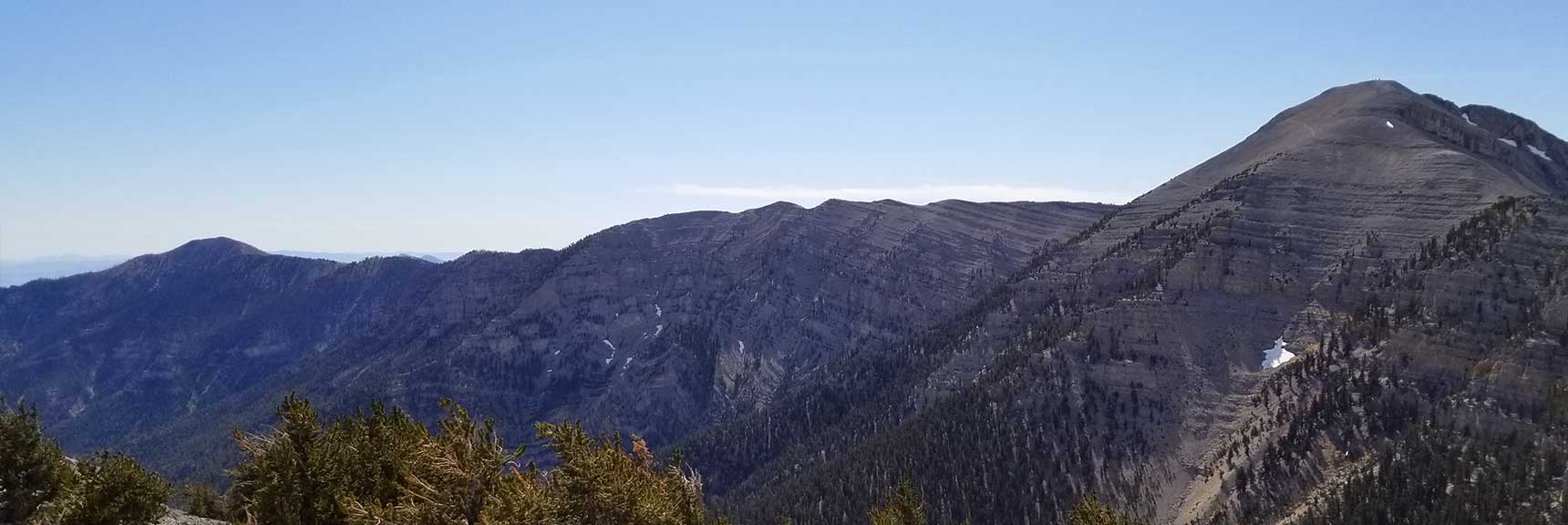North Ridge of Kyle Canyon Viewed from Lee Peak in Kyle Canyon, Spring Mountains, Nevada Slide 001