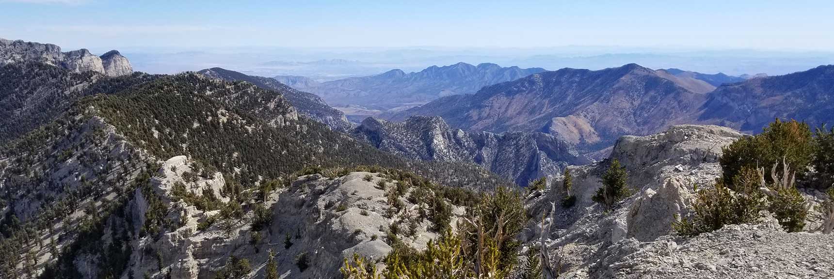 La Madre Mountain and Fletcher Peak Viewed from Lee Peak in Kyle Canyon, Spring Mountains, Nevada Slide 001