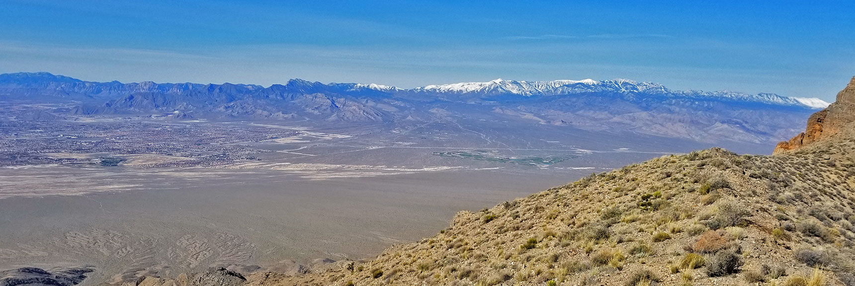 View of La Madre Mountains Wilderness and Mt. Charleston Wilderness from the Gass Peak Mid-Summit Ridge | Gass Peak Eastern Summit Ultra-marathon Adventure, Nevada