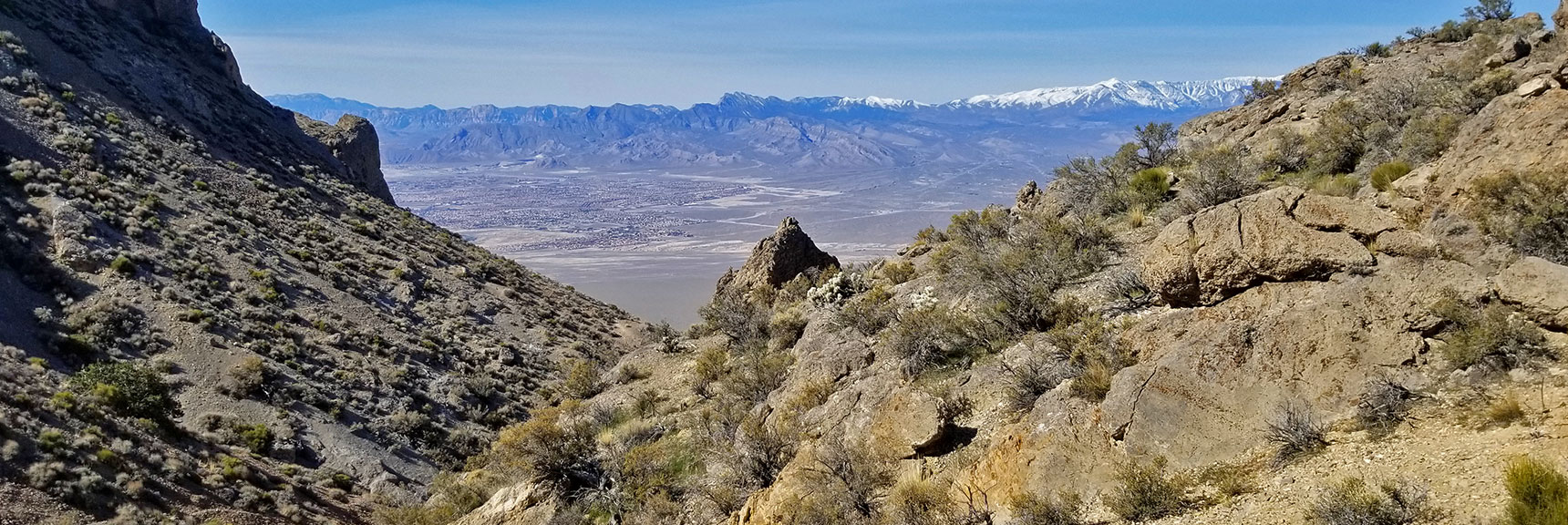 View Back Toward the Mid-Summit Ridge and Northwestern Las Vegas from the Gass Peak Gauntlet Route | Gass Peak Eastern Summit Ultra-marathon Adventure, Nevada