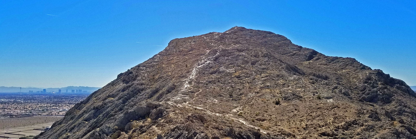 Arrival on the Summit Ridge Just Above the Observation Bench. Main Summit Route in View. | Lone Mountain | Las Vegas, Nevada