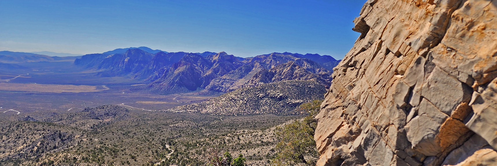 Rainbow Mountains in Distance. Tip of Potosi Mountain Behind | Kyle Canyon Grand Crossing | Southern Half | Red Rock Canyon National Conservation Area, Nevada