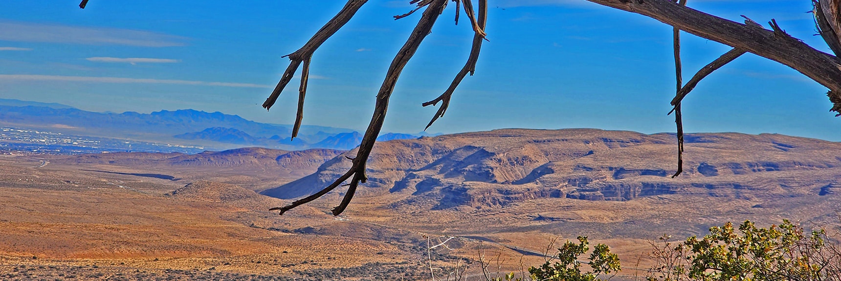 Blue Diamond Mountain; Black Mountains Arizona (distant background) | Rainbow Mountain Eastern Cliffs Rock Climbers | Rainbow Mountain Wilderness, Nevada