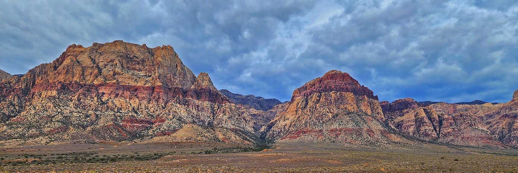 Oak Creek Canyon between Mt. Wilson (left) and Rainbow Mountain (right) | Oak Creek Canyon North Branch Toward Rainbow Mountains Upper Crest Ridgeline | Rainbow Mountain Wilderness, Nevada