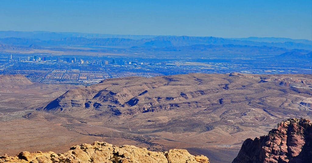 Blue Diamond Hill from Rainbow Mountains Upper Crest Ridgeline | Blue Diamond Hill | Red Rock Canyon, Nevada