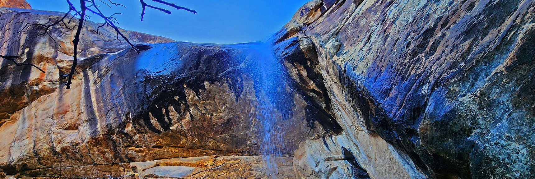 Ice Cold Water from Snow Melt in the Rainbow Mountains Above | Willow Spring Loop, Petroglyph Canyon, Lost Creek Canyon | Red Rock Canyon National Conservation Area, Nevada