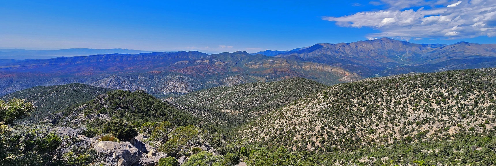 View Up Lovell Canyon. Note Many Gradual Descent Ridges from Wilson Ridgeline to Lovell Canyon | Red Rock Summit | Lovell Canyon & Rainbow Mountain Wilderness, Nevada
