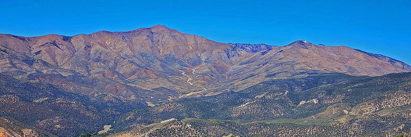 Upper Lovell Canyon. Kyle Canyon South Rim Visible Through Griffith/Harris Saddle. | Mini Matterhorn Pinnacle | Wilson Ridge | Lovell Canyon, Nevada