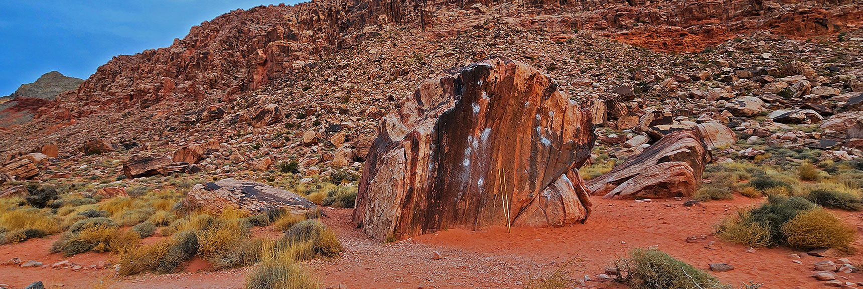 "Angel Dynamo" Boulder? Huge, Challenging. Dwarfs My 6ft Trekking Poles | Damsel Peak Southeastern Slope | Calico & Brownstone Basins, Nevada