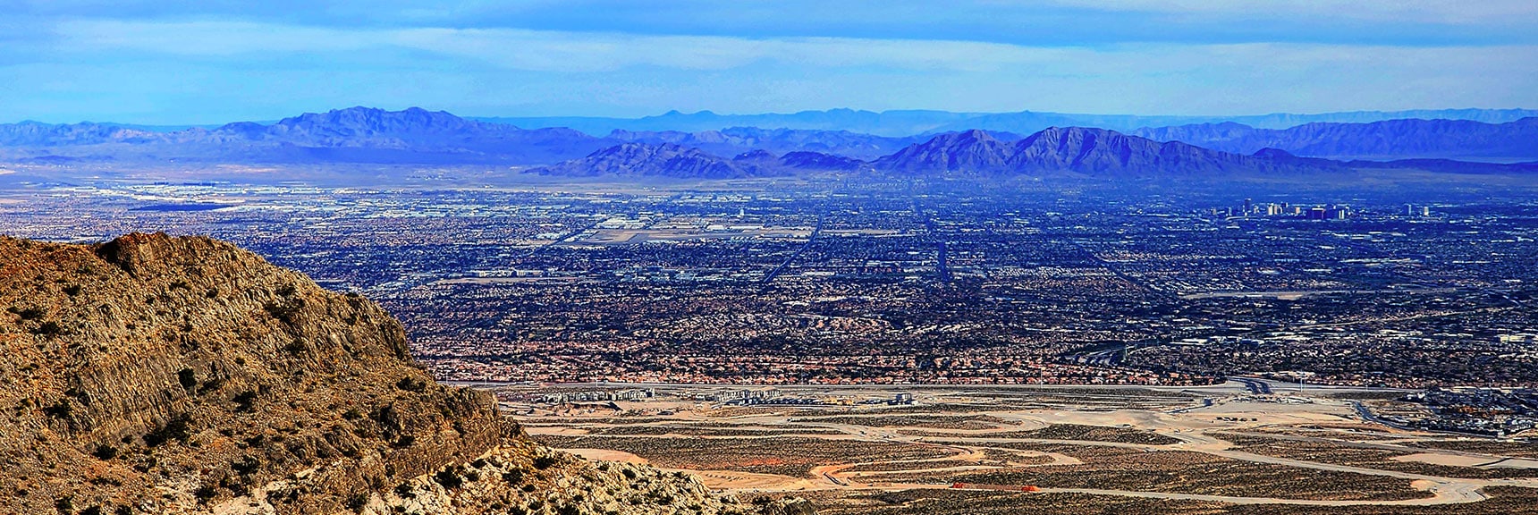 Muddy Mts. (left), Sunrise & Frenchman Mts. (right) | Damsel Peak Southeastern Slope | Calico & Brownstone Basins, Nevada