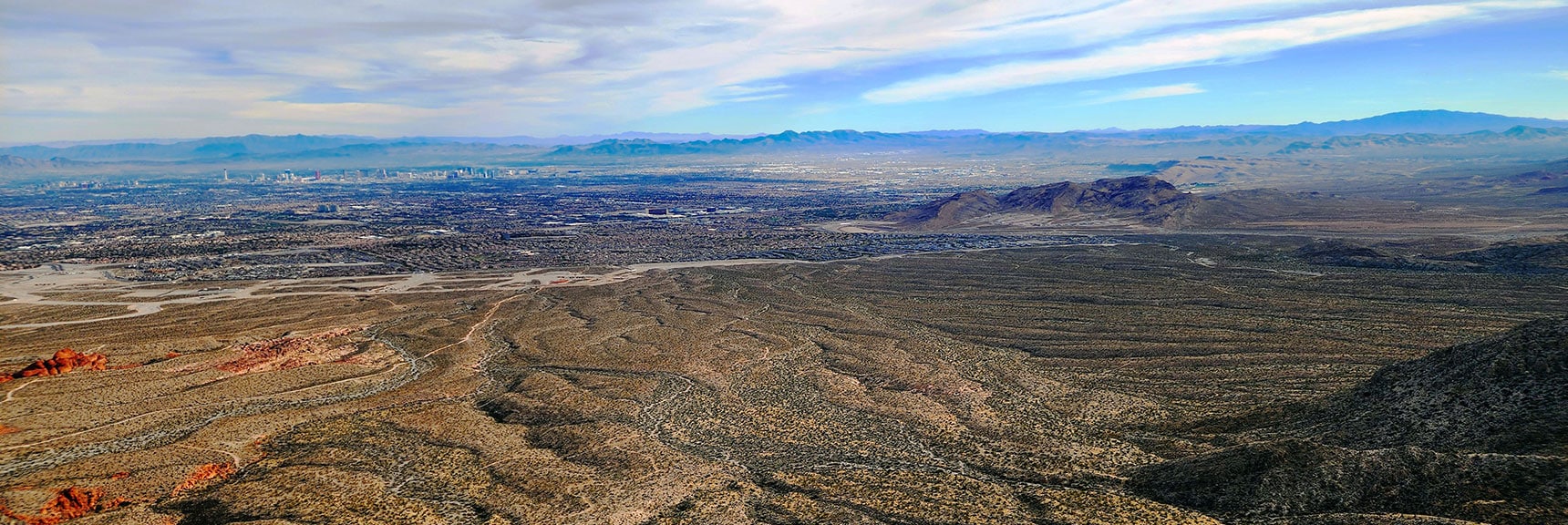 SE View Toward Sloan Canyon Area. Better Lighting as Day Progresses. | Damsel Peak Southeastern Slope | Calico & Brownstone Basins, Nevada
