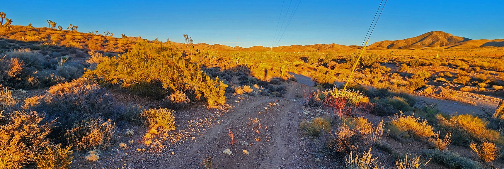 On Powerline Maintenance Road Looking Back at Wash Road Intersection | Landmark Bluff Summit | Lovell Canyon, Nevada