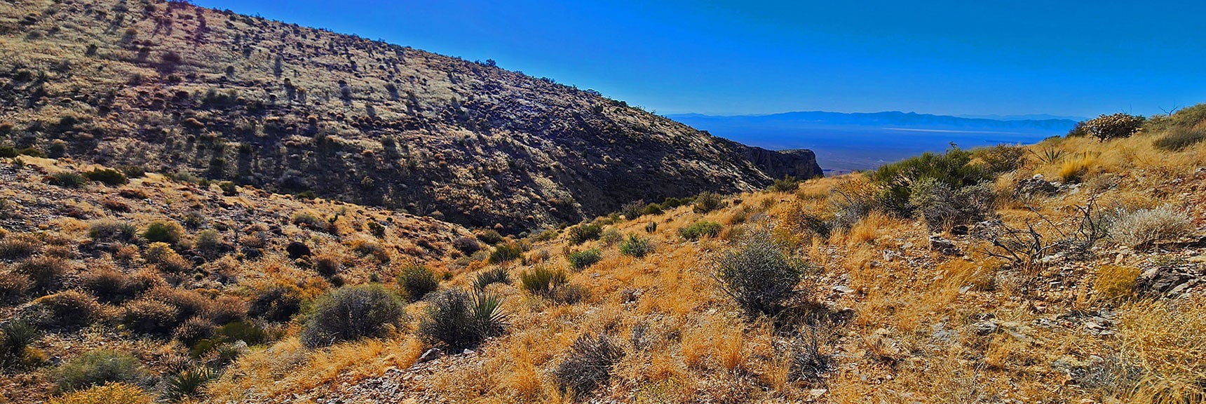 View Down Upper Opening of Chute. If Wandering Bluff You Want to Find This Later! | Landmark Bluff Summit | Lovell Canyon, Nevada