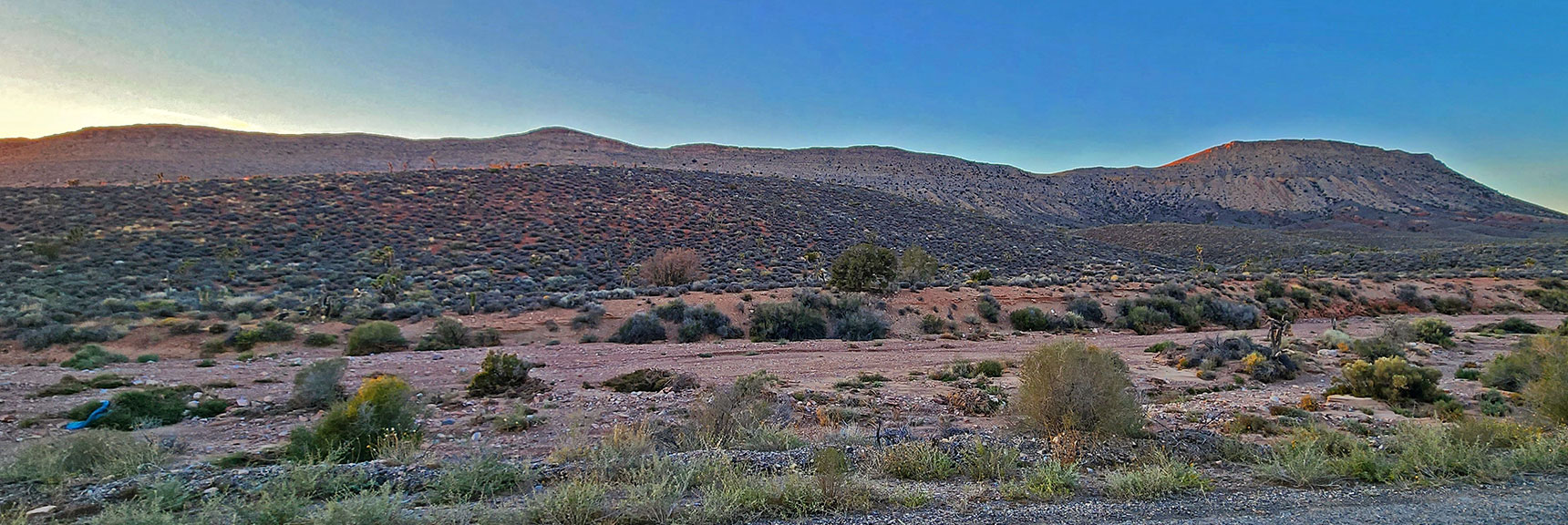 Back on Lovell Canyon Rd. Viewing East Side of Bluff. Stood on North Summit (right) | Landmark Bluff Summit | Lovell Canyon, Nevada