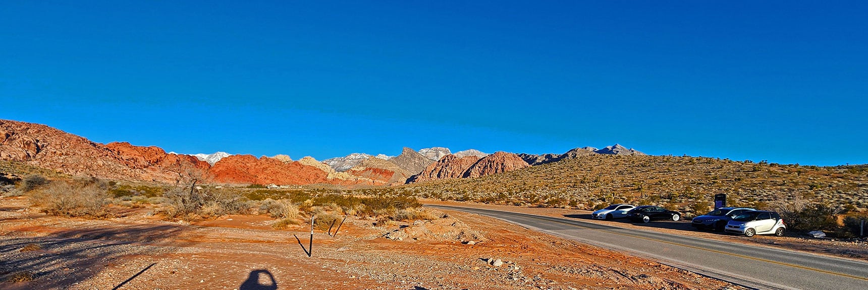 Start at Gene's Trailhead on Calico Basin Road. View Up Calico Basin To La Madre Cliffs. | Brownstone Trail | Calico Basin | Brownstone Basin | La Madre Mountains Wilderness, Nevada