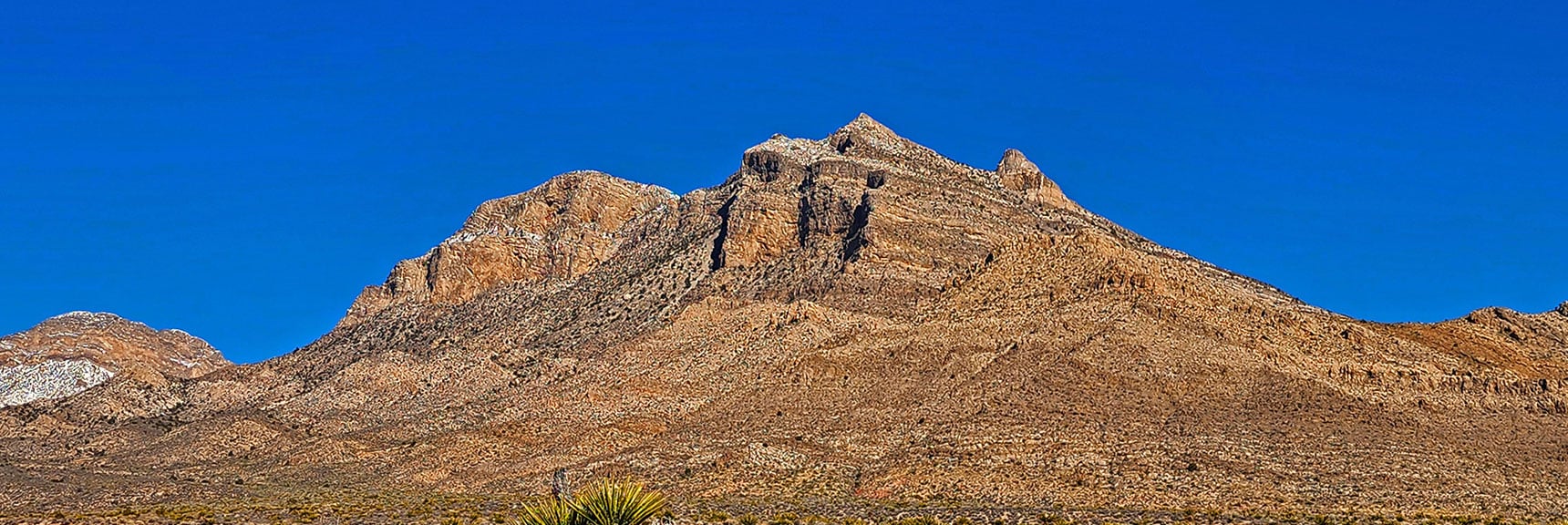 Damsel Peak Summits Left to Right: North Summit, South Summit, South Pinnacle. | Brownstone Trail | Calico Basin | Brownstone Basin | La Madre Mountains Wilderness, Nevada