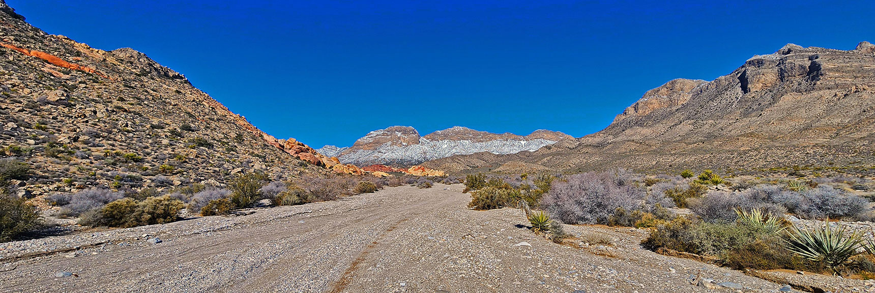 Continuing Up Brownstone Basin Between Gray Cap Ridge and Damsel Peak | Brownstone Trail | Calico Basin | Brownstone Basin | La Madre Mountains Wilderness, Nevada