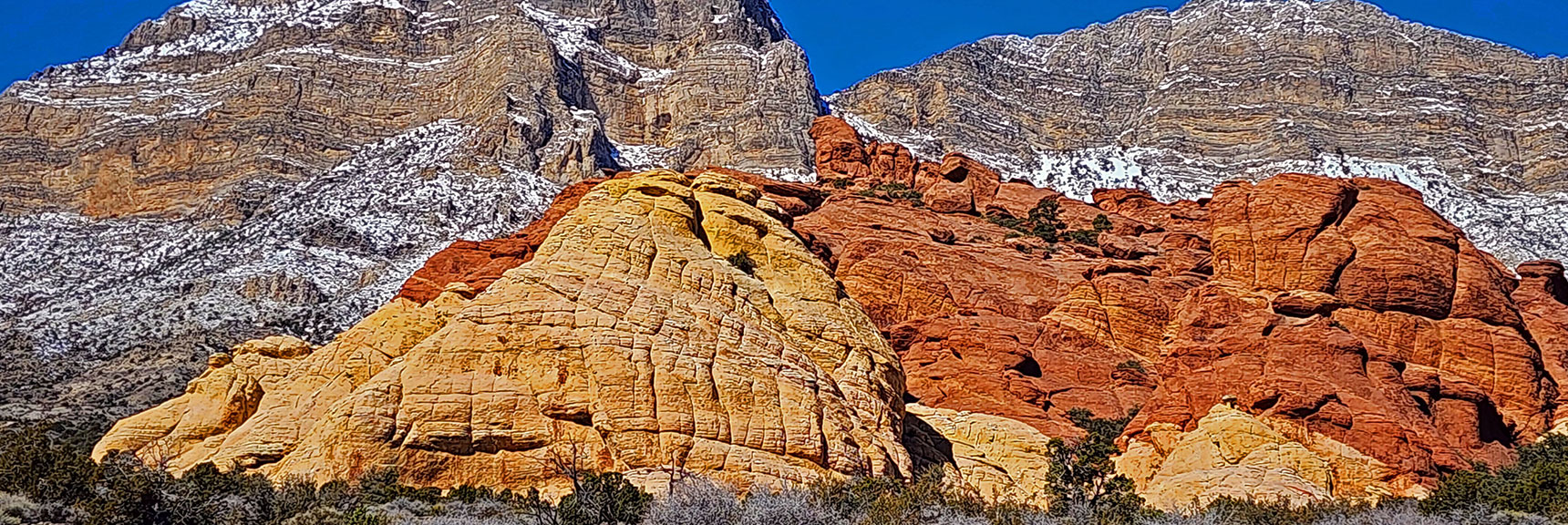 Closer View of Larger Calico Hills. | Brownstone Trail | Calico Basin | Brownstone Basin | La Madre Mountains Wilderness, Nevada