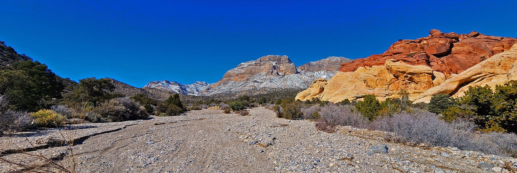 Continuing Upward. Will Visit Calico Hills Ephemeral Reservoir During Descent | Brownstone Trail | Calico Basin | Brownstone Basin | La Madre Mountains Wilderness, Nevada