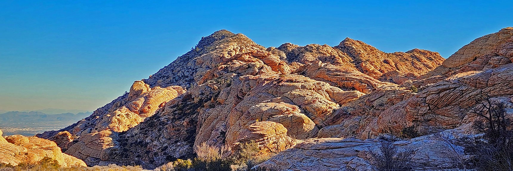True Summit is High Point on Right | Brownstone Trail | Calico Basin | Brownstone Basin | La Madre Mountains Wilderness, Nevada
