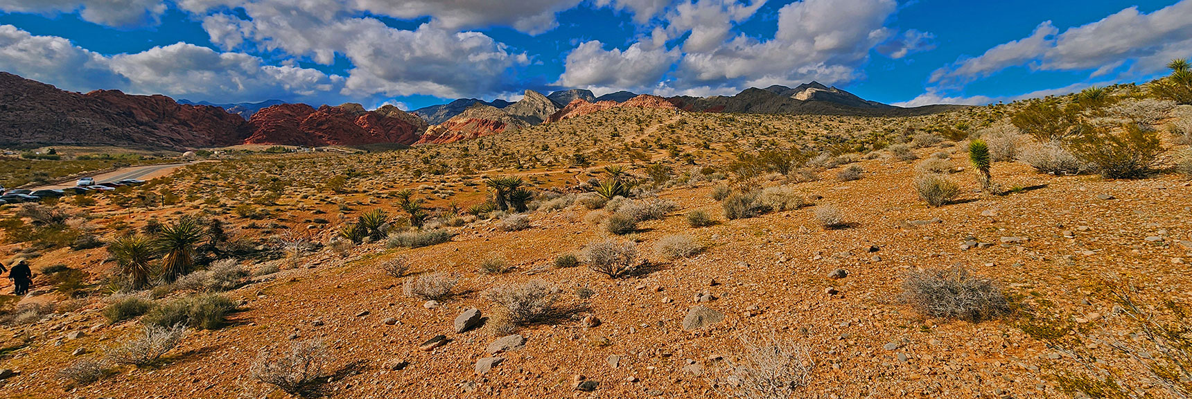 You Can See the Line of Gene's Trail Crossing Ridge Toward Gateway Canyon | Calico Basin Daily Workout Trails | Calico Basin, Nevada