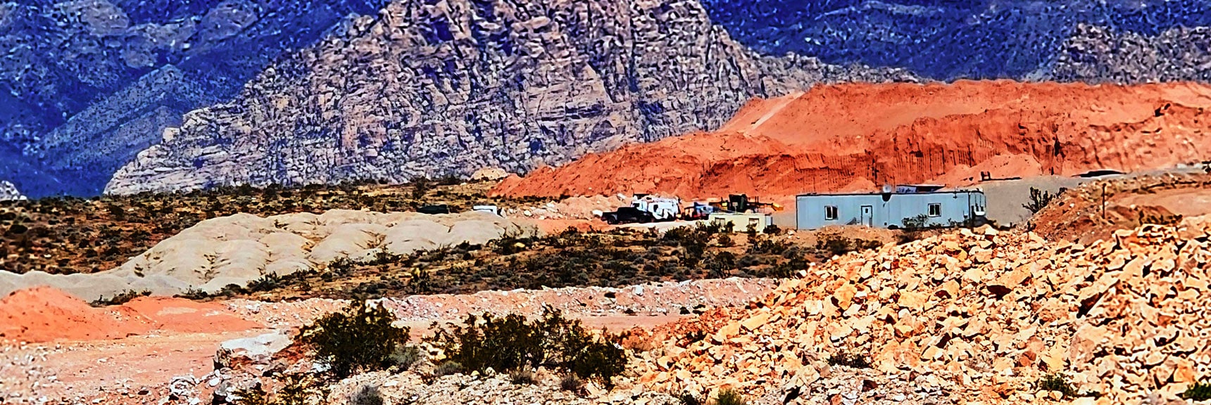 Mining Activity on North (opposite) End of Gypsum Operation. | Blue Diamond Hill Southern Ridgelines | Red Rock Canyon, Nevada