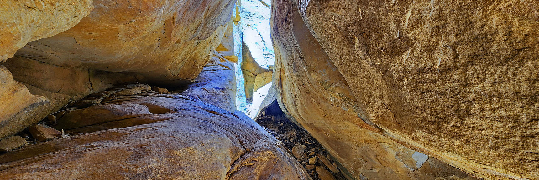 View Up the Brief Class 3 Chute | Black Velvet Peak | Rainbow Mountain Wilderness, Nevada