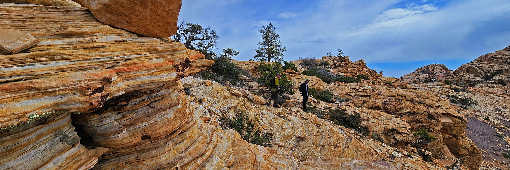 2 Most Challenging Areas (Chute and Ledge) Behind. Now Easy Traverse Toward the Summit. | Black Velvet Peak | Rainbow Mountain Wilderness, Nevada