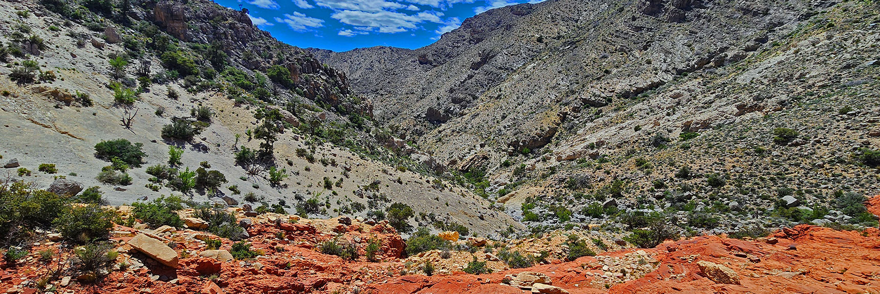 View from the Gray Cap Ascent Gully Down Upper Gateway Canyon | Gateway Canyon, Gray Cap Ridge, Brownstone Basin | Calico & Brownstone Basins, Nevada
