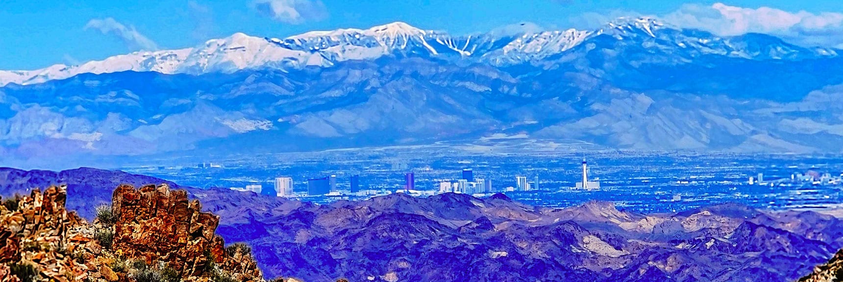 Enlarged View of Vegas Strip and Charleston Wilderness | Wilson Summit, Arizona (near Lake Mead NRA)