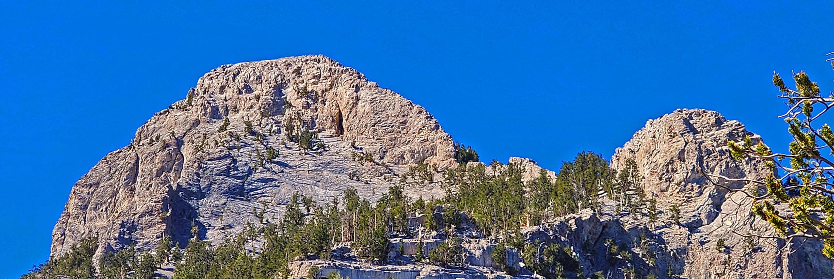 Will Round Right Side of Large Summit, Then Angle Upward Behind to the Summit. | Mummy's Nose Final Summit Approach from Deer Creek Road | Mt. Charleston Wilderness, Nevada