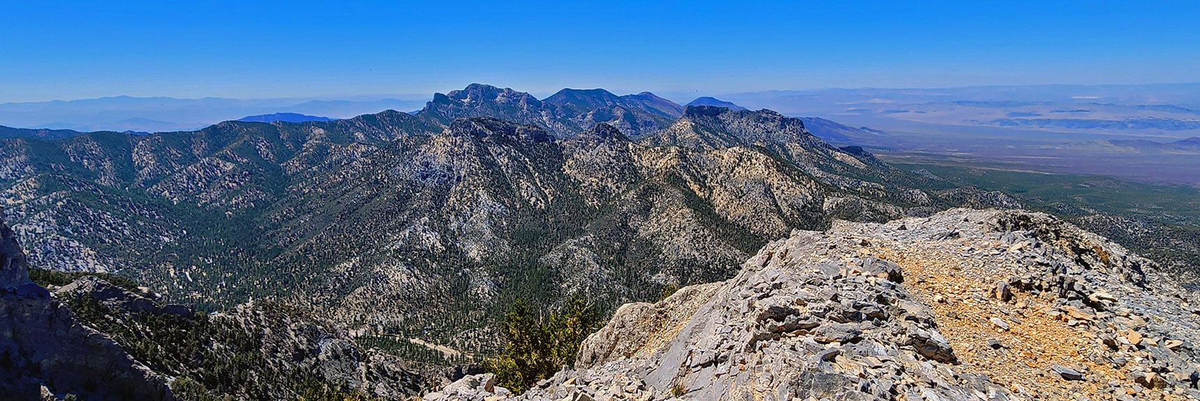 Northwestern View to Northern Tip of Spring Mountains | Mummy's Nose Final Summit Approach from Deer Creek Road | Mt. Charleston Wilderness, Nevada