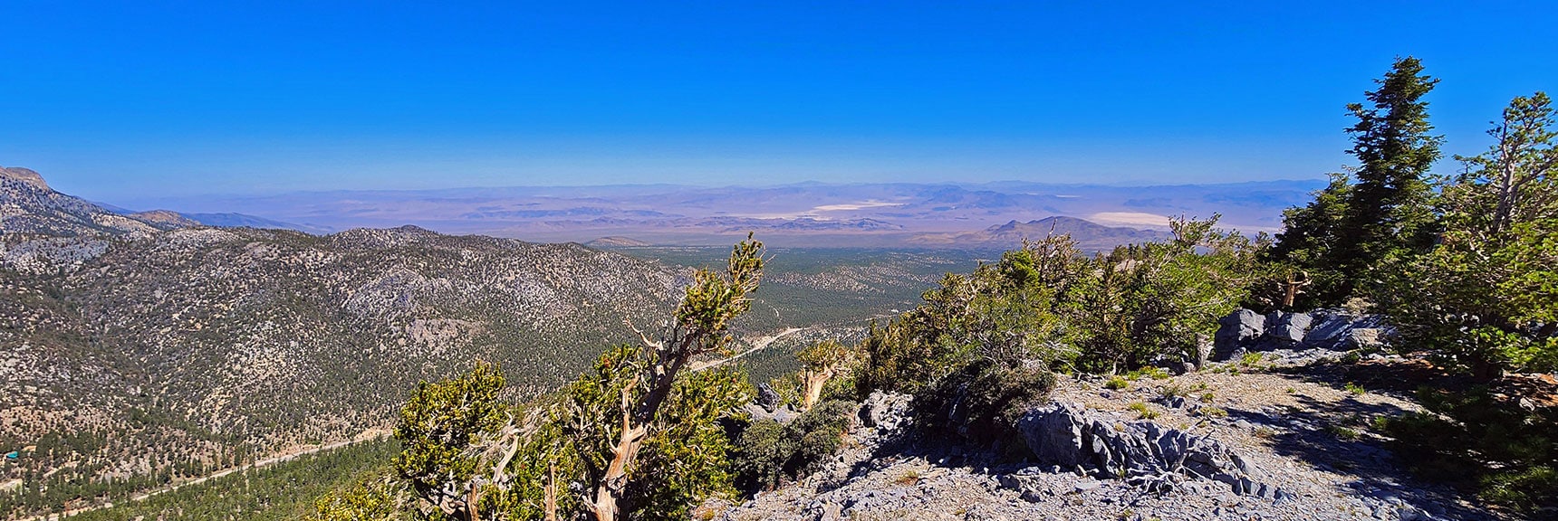 View Down Western Ridgeline to Desert Terrain Below, North Toward Reno. | Mummy’s Nose North Alpine Loop | Mt Charleston Wilderness, Nevada