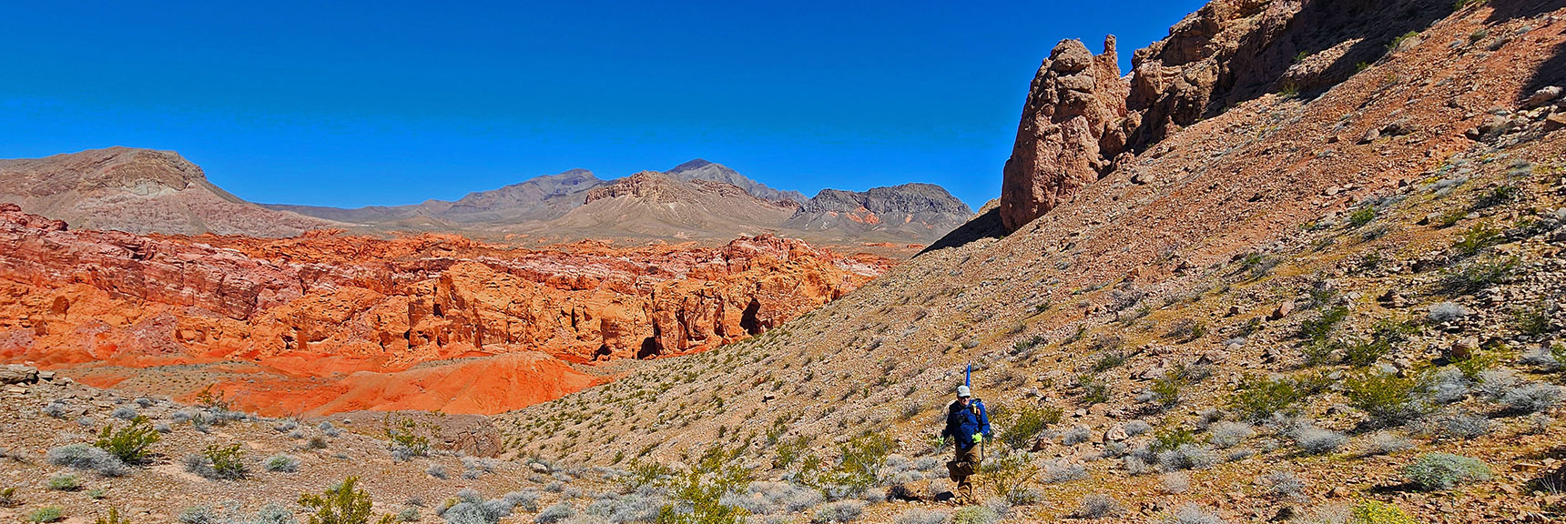 Northern Bowl of Fire Cliffs Now in View. Head To Right Edge. | Northern Bowl of Fire Detailed View | Lake Mead National Recreation Area, Nevada