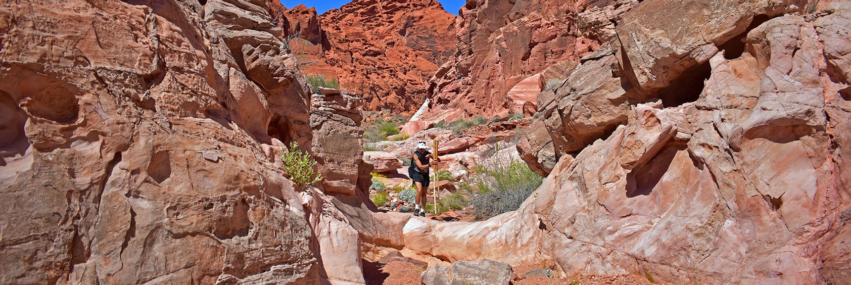 The Descent Wash Continues Downward Toward Bowl of Fire Road. | Northern Bowl of Fire Detailed View | Lake Mead National Recreation Area, Nevada
