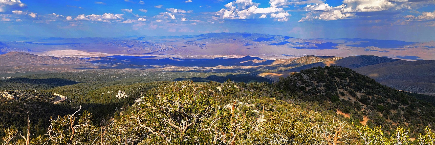 Will Descend Ridgeline to Left Between 2 High Points Ahead | Mummy's Nose East Cliff Plane Crash Site | Mt Charleston Wilderness, Nevada