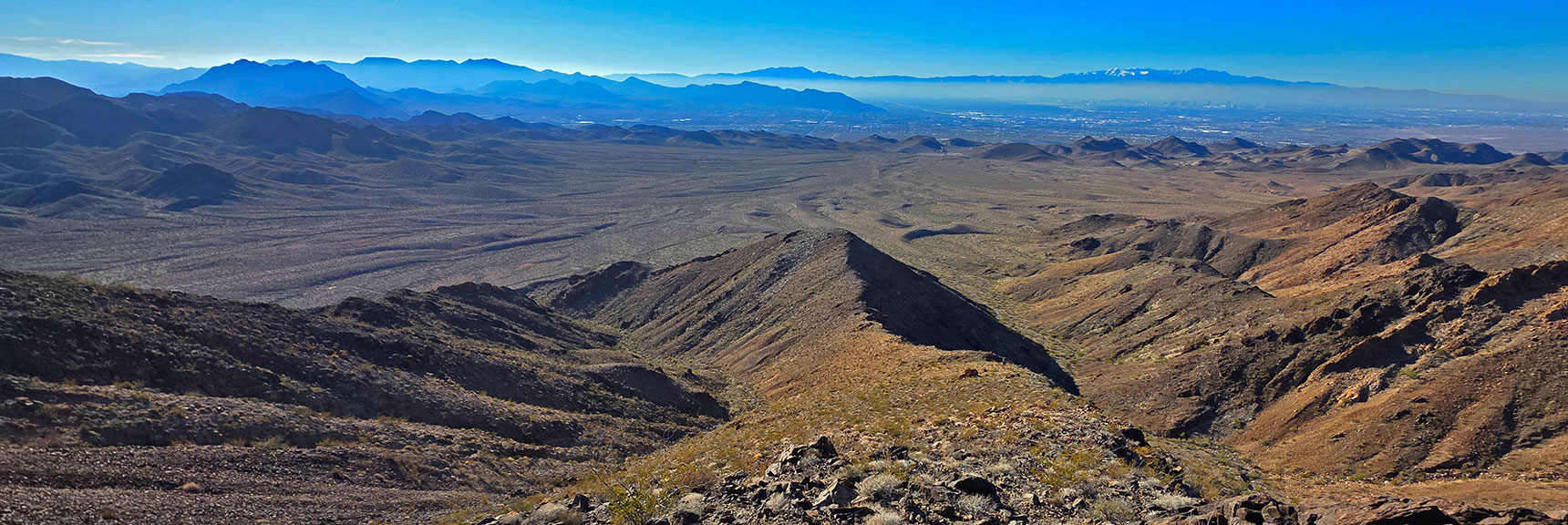 Descending Gradual Eastern Descent Ridge Toward Return Valley Below | Black Mountain and River Mountain Loop | River Mountains | Lake Mead National Recreation Area, Nevada