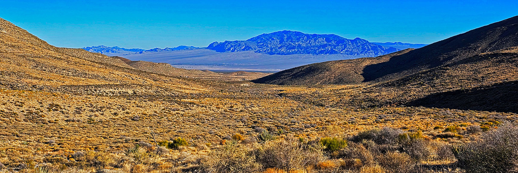 Enlarged View of the Approach Valley and Sheep Range | La Madre Ridgeline East Saddle | La Madre Mountains Wilderness, Nevada