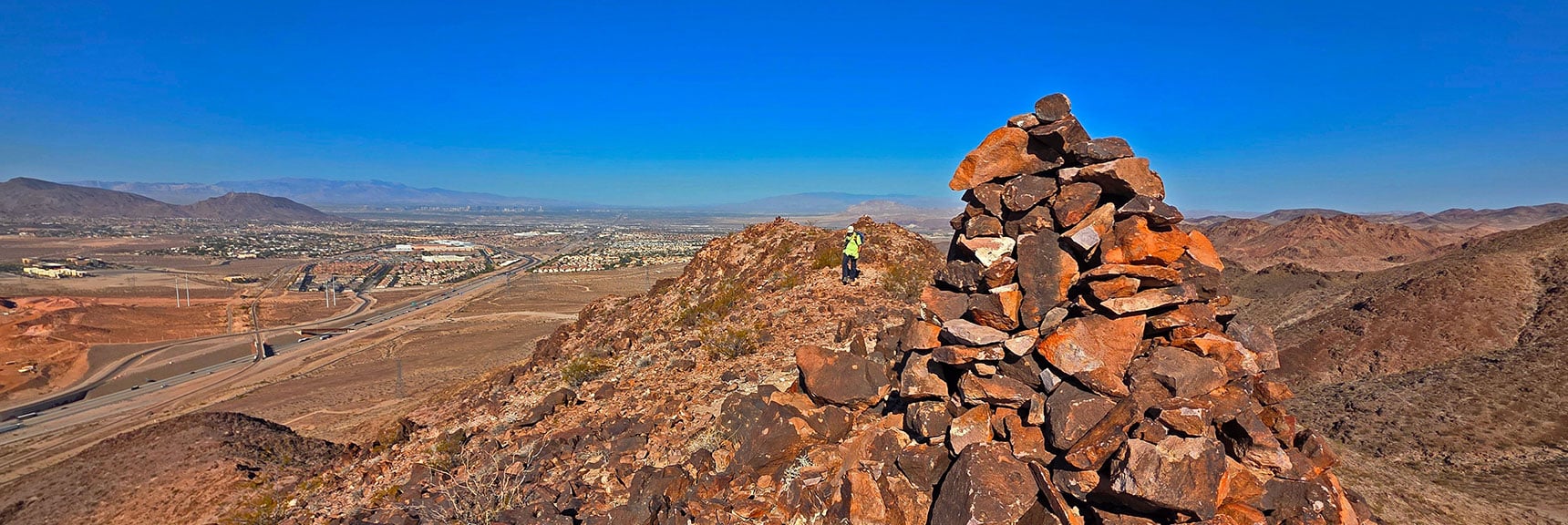 View Across Easter Island Peak Toward Henderson & Vegas Metro Area | Leaning Arch Loop | River Mountains | Lake Mead NRA, Nevada