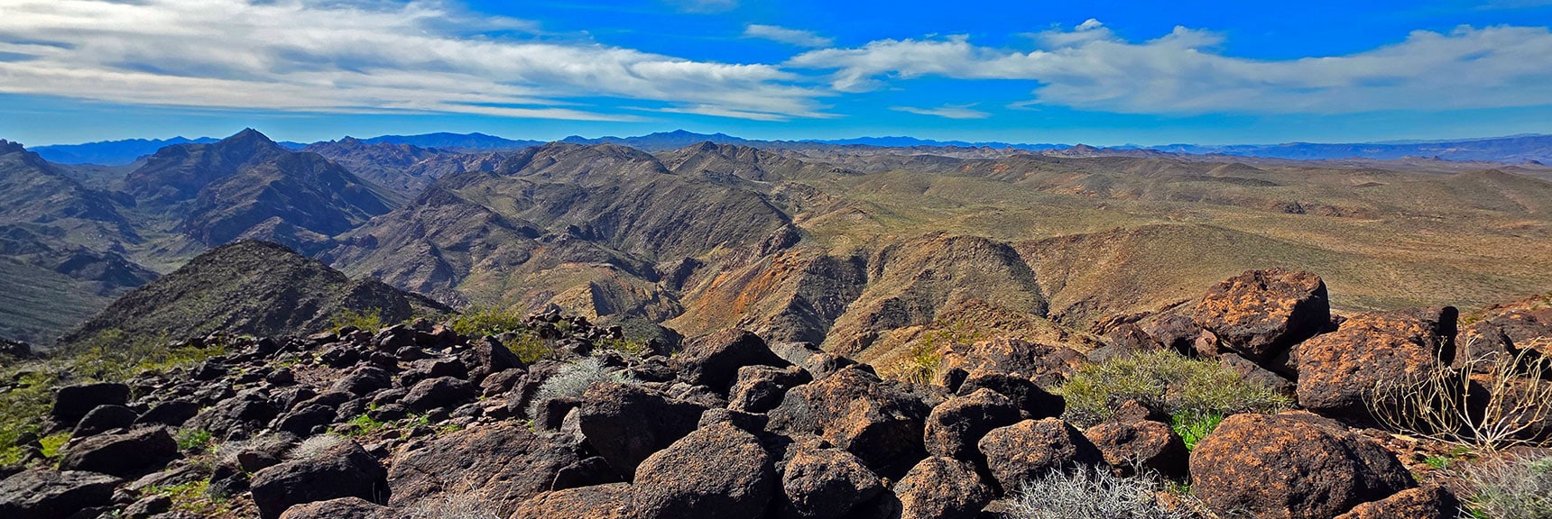 Mountains to SW Beyond Edge of Mesa | Mohave Overlook | Eldorado Wilderness, Nevada