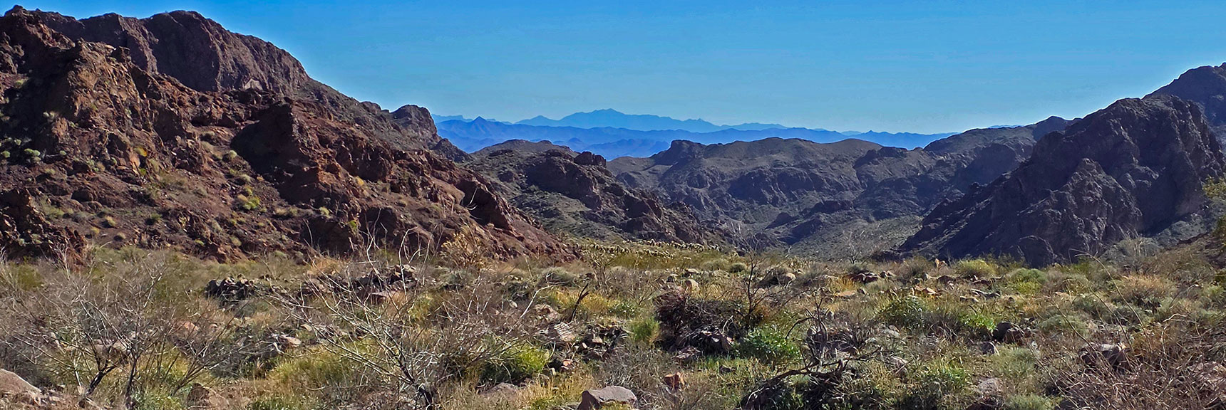 Continuing Down Lonesome Wash Toward Area Below Mohave Overlook | Lonesome Wash Upper Entrance | Eldorado Wilderness, Nevada