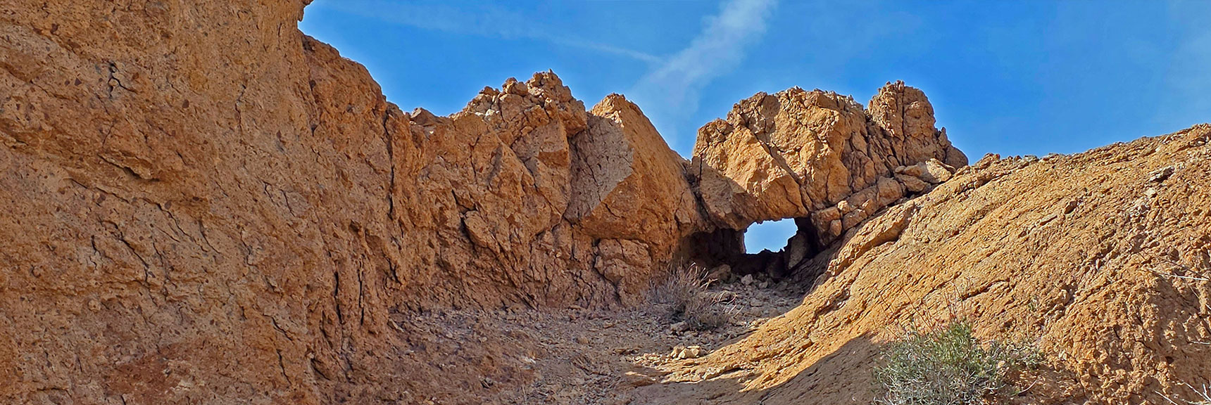 Small Arch Across Techatticup Wash on Way Up Toward Cave Arch | Nelson Benchmark | Eldorado Wilderness, Nevada