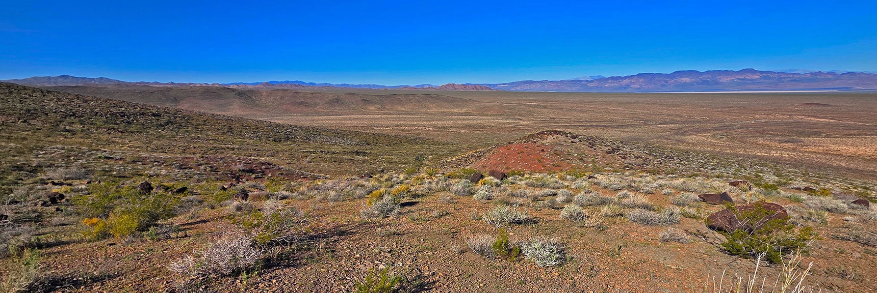 R>L: N McCullough Wilderness; Start Point at Nelson Hills; McCullough Mt. | Pilot Cone | Pilot Mesa | Peeper Benchmark | Eldorado Wilderness, Nevada