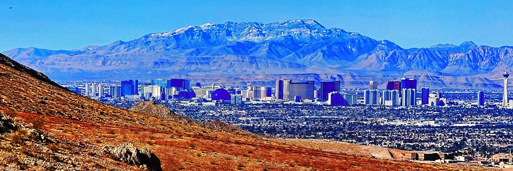 Vegas Valley & Mountains Beyond from Ridgeline Summit | Sunrise Mountain Near Lake Mead National Recreation Area | Las Vegas Metro & Surrounding Areas, Nevada