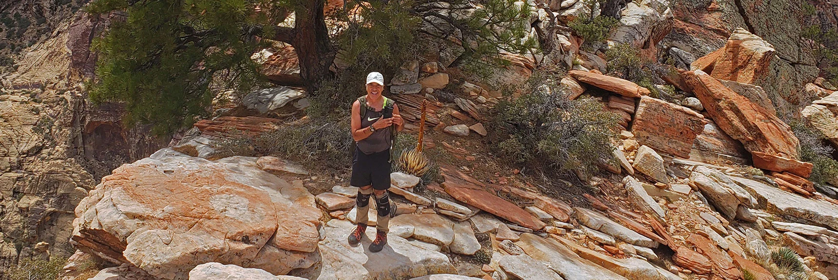 David Waiting for Space on Summit Just Above. Can Be Long Wait on Busy Days. | Juniper Peak Summit | Rainbow Mountain Wilderness, Nevada