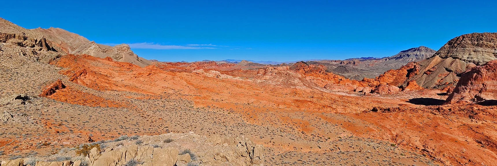 Southern and Northern Bowl of Fire Extend NE Along Base of Ridge | Anniversary Ridge | Muddy Mountains Wilderness, Nevada