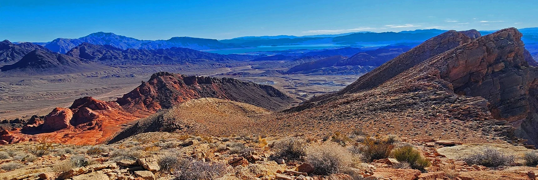 Lake Mead to the South. Recognize the Wash You Ascended Earlier? | Anniversary Ridge | Muddy Mountains Wilderness, Nevada