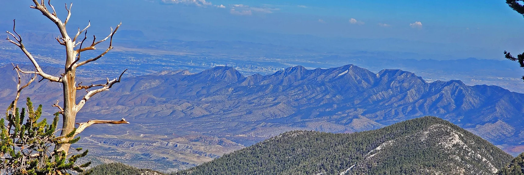 La Madre Mountains and Vegas Valley from Descent Chute | Mummy Mountain Grand Crossing | Lee Canyon to Deer Creek Road | Mt Charleston Wilderness | Spring Mountains, Nevada |